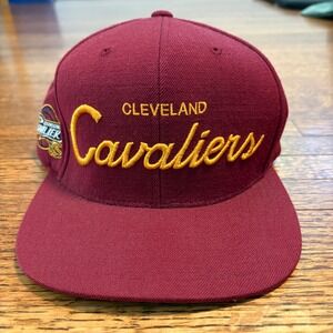 Cleveland Cavaliers Mitchell & Ness Script‎ Snapback Hat NBA Adjustable Burgundy